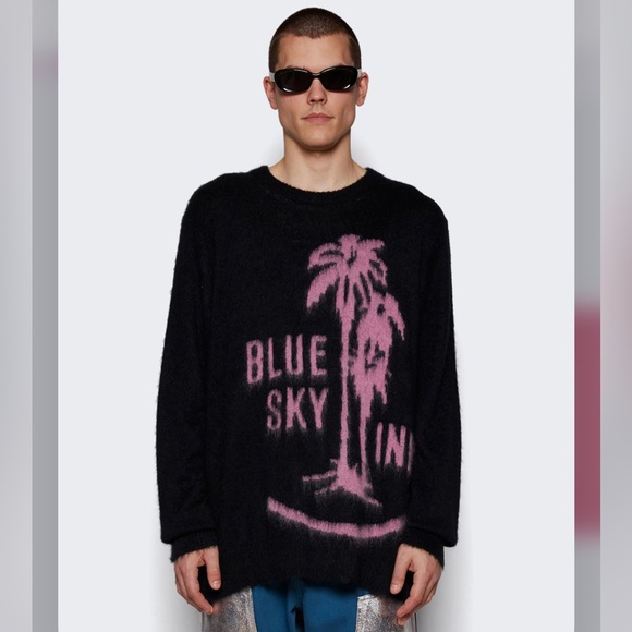BLUE SKY INN MOHAIR SWEATER WITH PALMS BLACK - Picture 1 of 7
